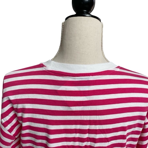 J.Crew Factory Pink White Striped Cotton Long Sleeve Tee Small NWT - Picture 10 of 13
